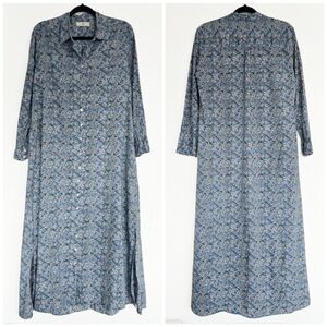 Natural Life Blue Floral Maxi Shirt Dress